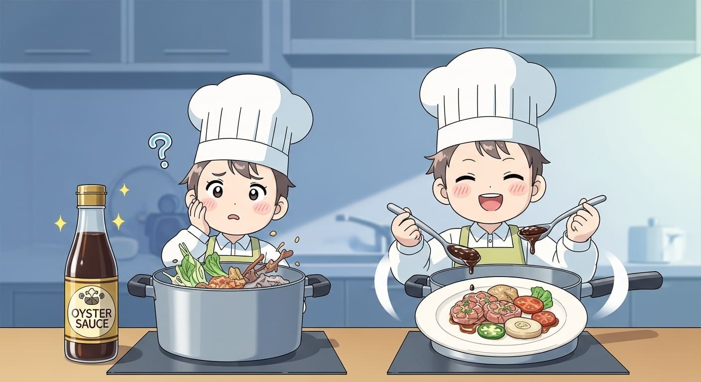 굴소스-한-스푼으로-맛있는-요리를-만들어내고-자신감을-얻은-캐릭터